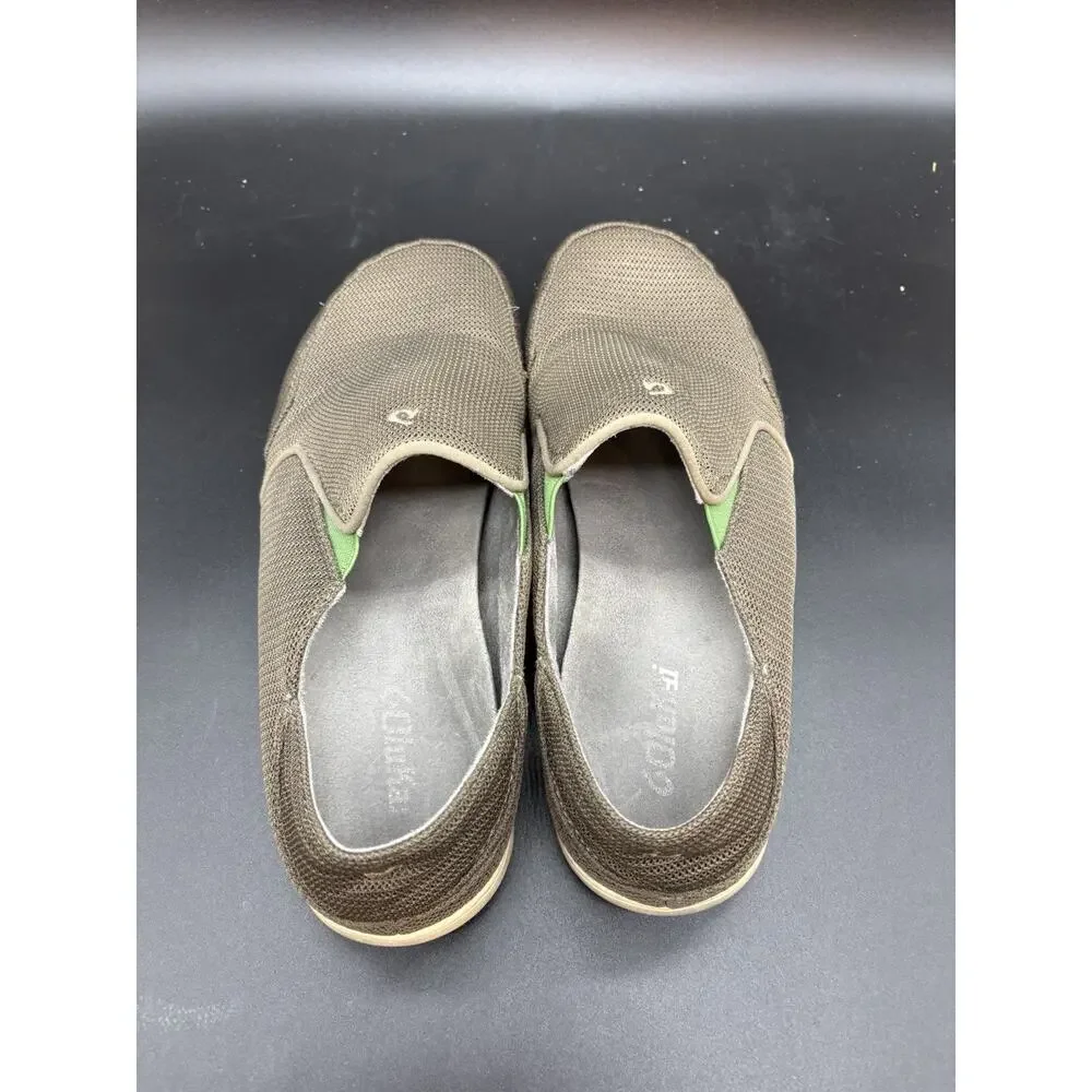 OluKai Nohea Shoes Men’s Size 10 M Dark Shadow Gray Mesh Slip On Loafers 10188